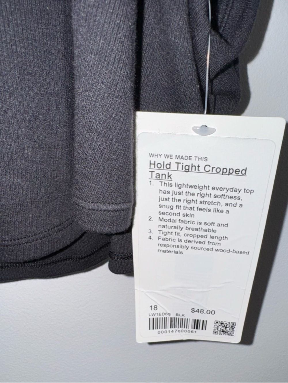 NWT Lululemon Athletica black Hold Tight Cropped Tank - Picture 3 of 4